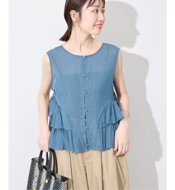 SLOBE IENA「《WEB限定カラーあり》2WAYペプラムフリル ノースリーブブラウス」|シャツ・ブラウス|