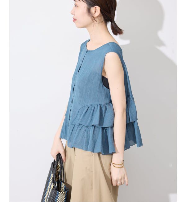 SLOBE IENA「《WEB限定カラーあり》2WAYペプラムフリル ノースリーブブラウス」|シャツ・ブラウス|