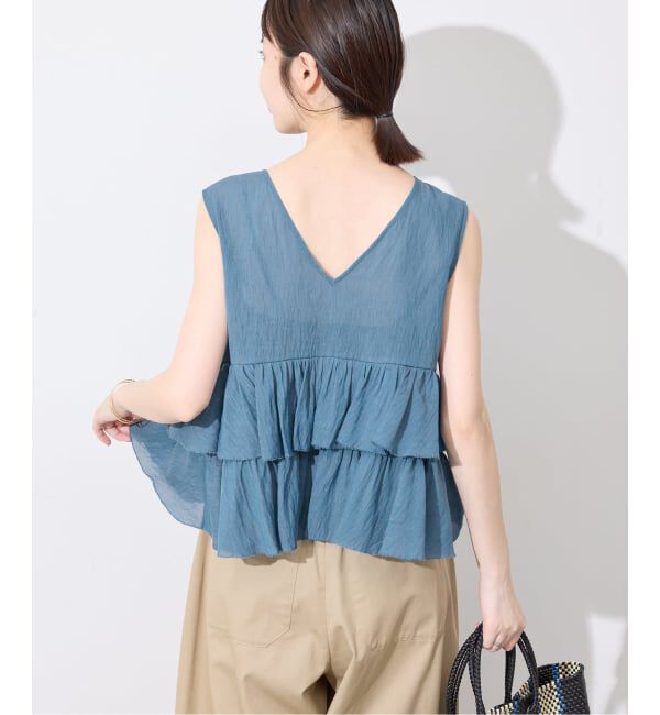 SLOBE IENA「《WEB限定カラーあり》2WAYペプラムフリル ノースリーブブラウス」|シャツ・ブラウス|