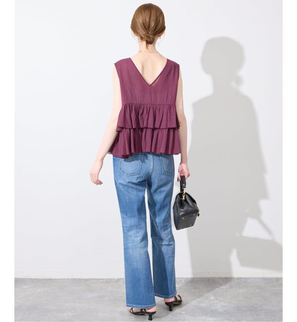 SLOBE IENA「《WEB限定カラーあり》2WAYペプラムフリル ノースリーブブラウス」|シャツ・ブラウス|