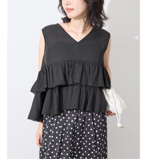 SLOBE IENA「《WEB限定カラーあり》2WAYペプラムフリル ノースリーブブラウス」|シャツ・ブラウス|