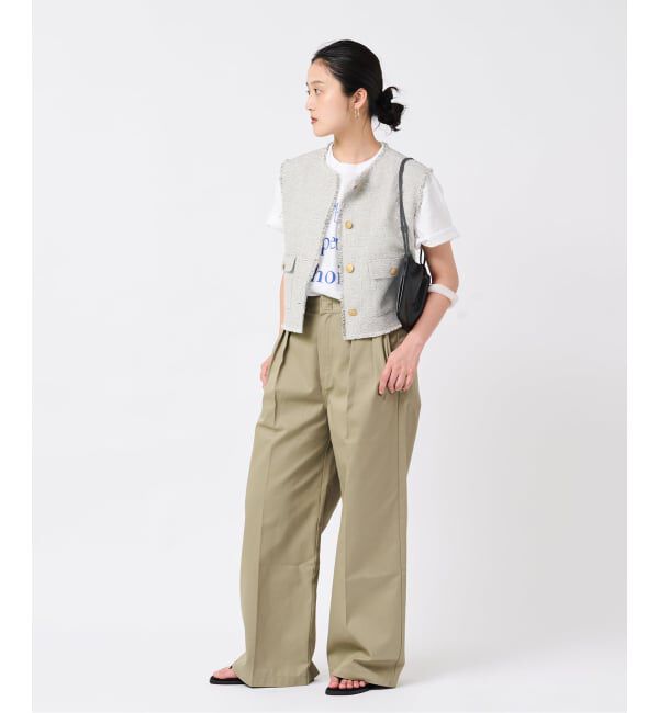 journal standard L'essage「GIOLICA ツイードメッシュノーカラーベスト」|ベスト・ジレ|