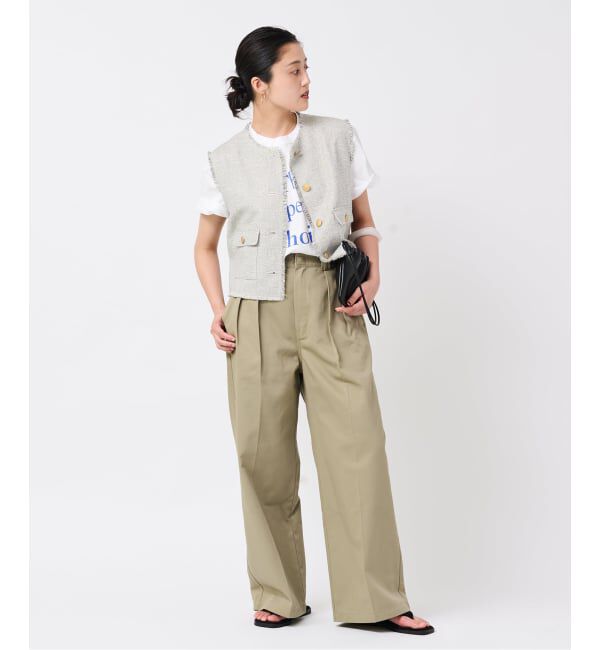 journal standard L'essage「GIOLICA ツイードメッシュノーカラーベスト」|ベスト・ジレ|
