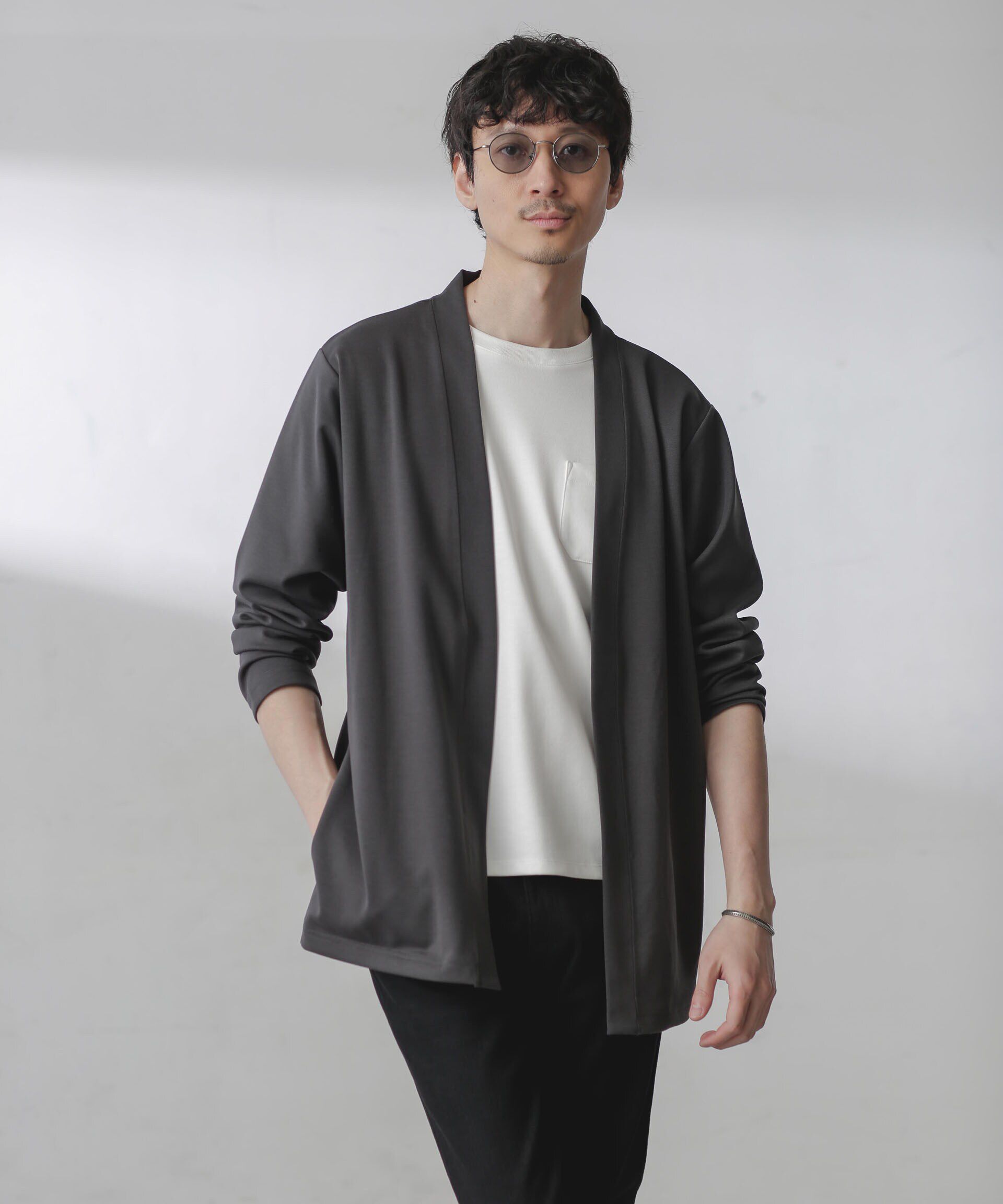 NANO universe「ダブルジャージー着流しカーディガン 24AW」|Tシャツ・カットソー|