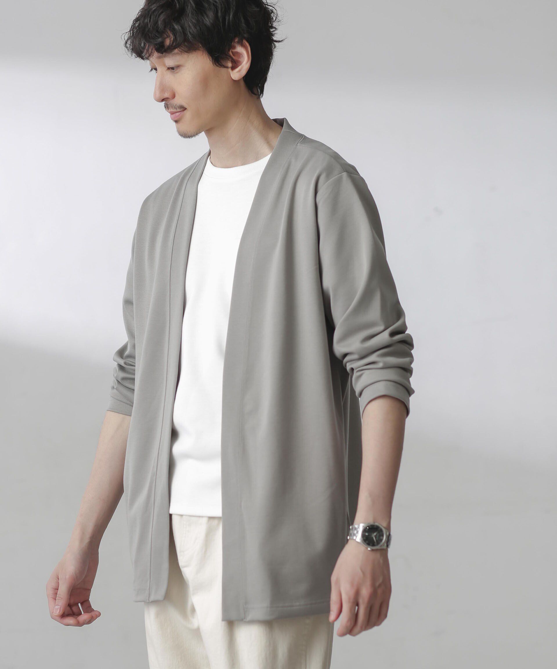 NANO universe「ダブルジャージー着流しカーディガン 24AW」|Tシャツ・カットソー|