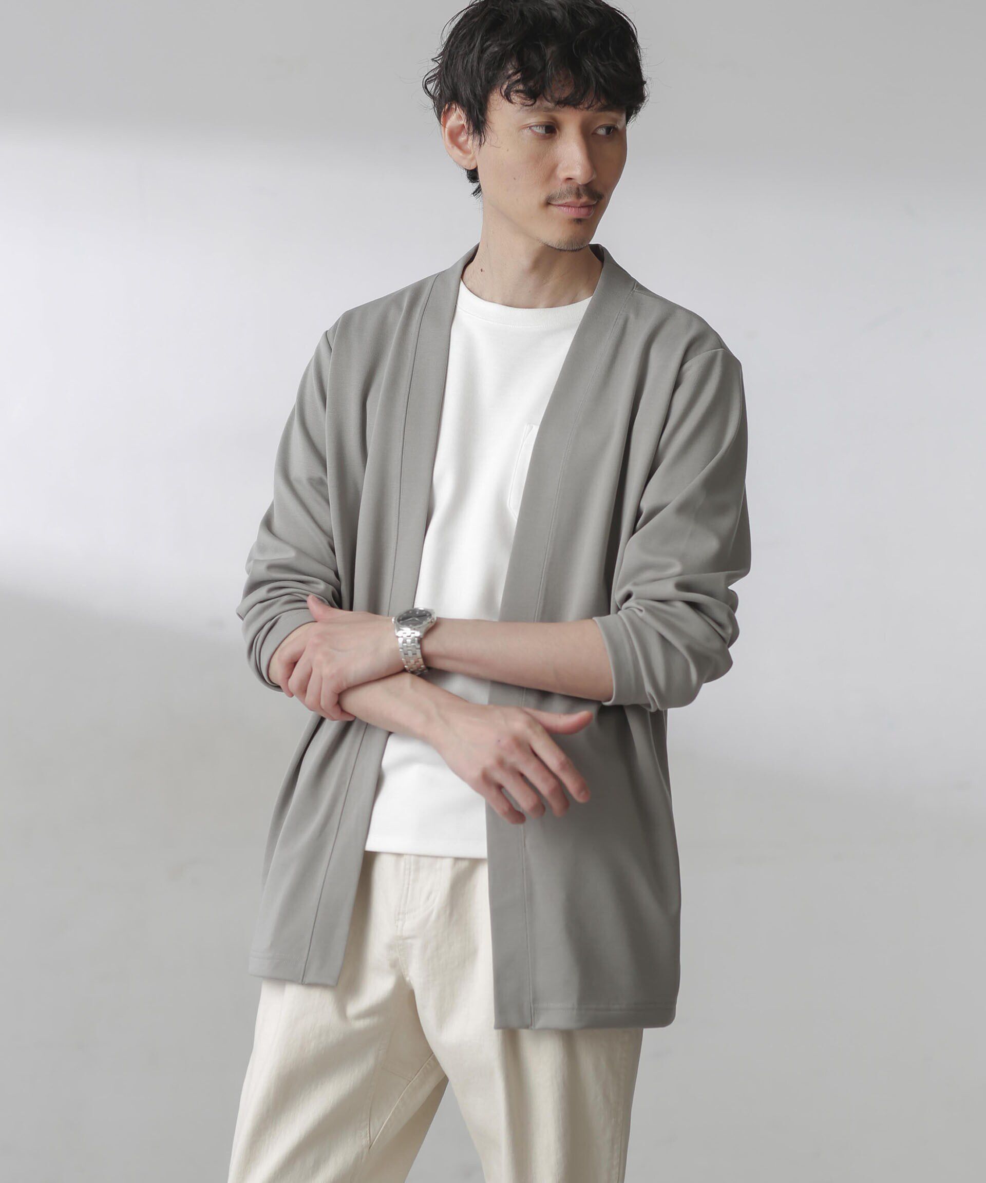 NANO universe「ダブルジャージー着流しカーディガン 24AW」|Tシャツ・カットソー|
