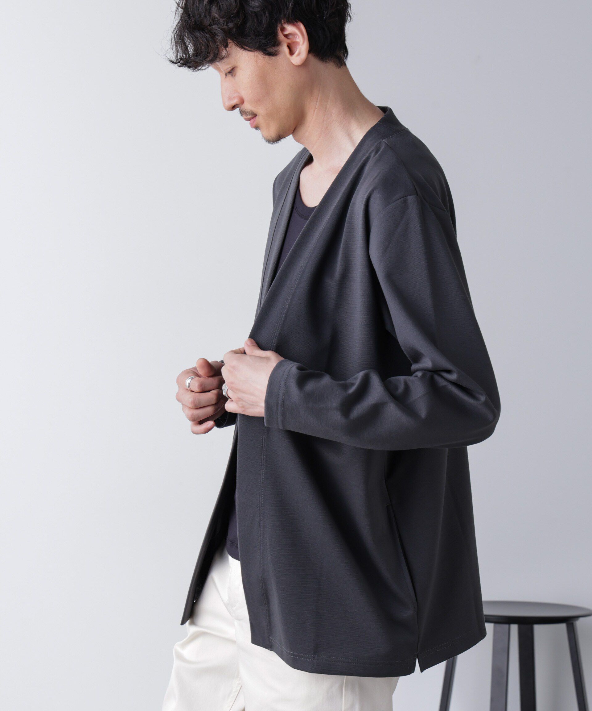 NANO universe「ダブルジャージー着流しカーディガン 24AW」|Tシャツ・カットソー|