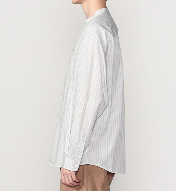 DANTON「DANTON | コットンポプリン 長袖バンドカラーシャツ STRIPE MEN」|シャツ・ブラウス|