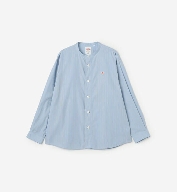 DANTON「DANTON | コットンポプリン 長袖バンドカラーシャツ STRIPE MEN」|シャツ・ブラウス|BLUE系1