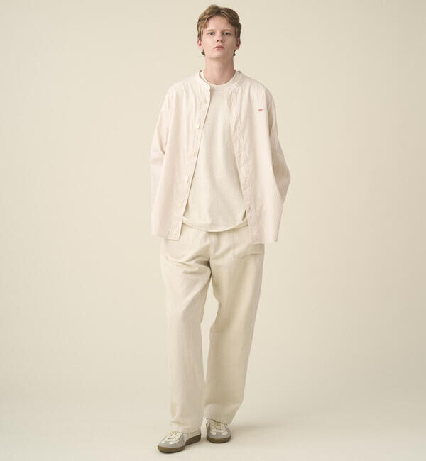 DANTON「DANTON | コットンポプリン 長袖バンドカラーシャツ STRIPE MEN」|シャツ・ブラウス|