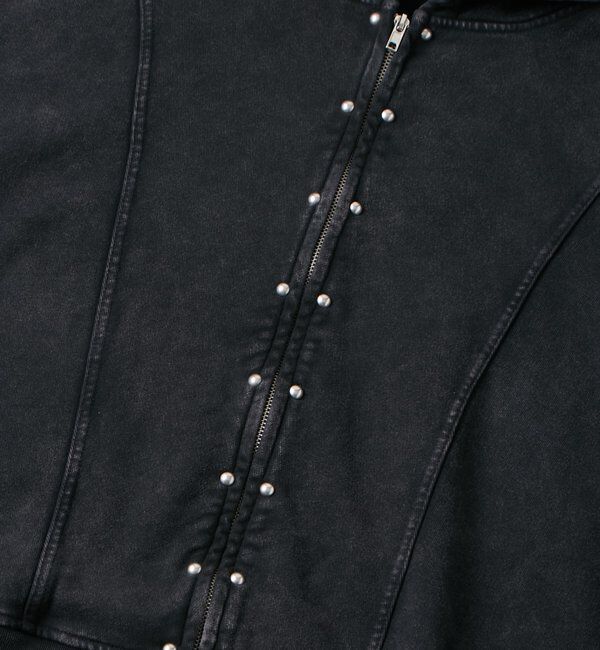  「【UNISEX】KOOKY'N ケミカルスタッズ切り替えジップパーカー」|パーカー|