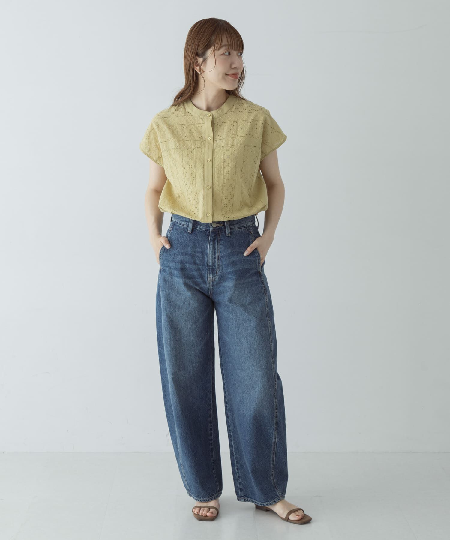 Sonny Label 「『WEB限定』バンドカラーコットンレースシャツ」|シャツ・ブラウス|