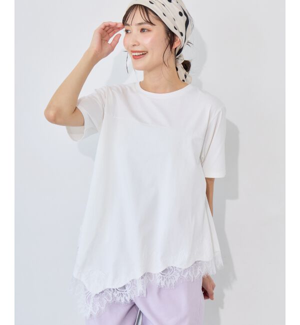  「裾レースイレヘムカットソー」|Tシャツ・カットソー|