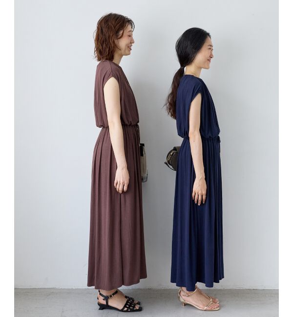  「ソフト天竺ウエストドロストワンピース」|ワンピース|