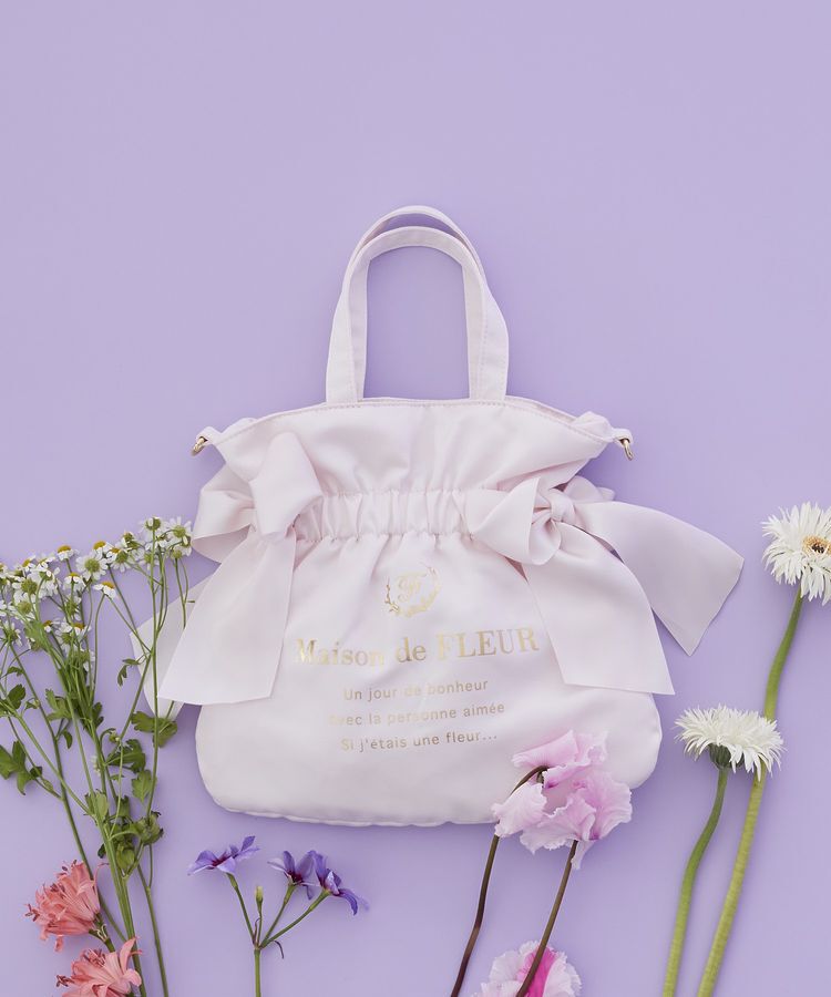Maison de FLEUR「【2Way】ダブルリボン2Wayトートバッグ」|トートバッグ|ピンク