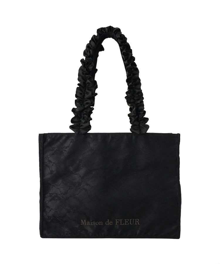 Maison de FLEUR「【Mサイズ/A4対応】レースフリルハンドルスクエアトートMバッグ」|トートバッグ|