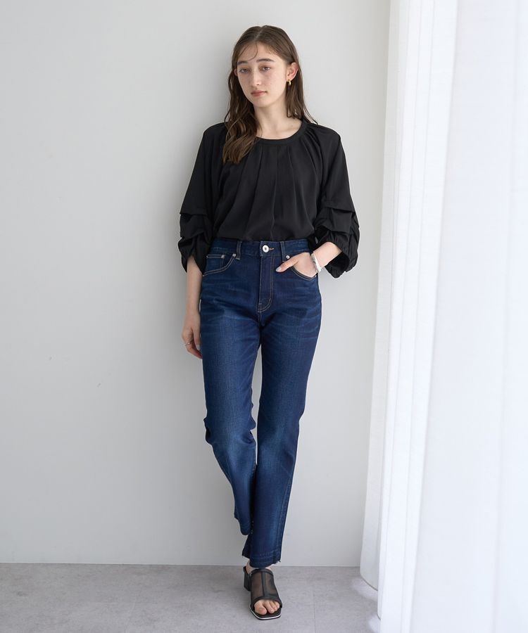 YECCA VECCA「カットオフスリムストレートデニムパンツ」|デニム|