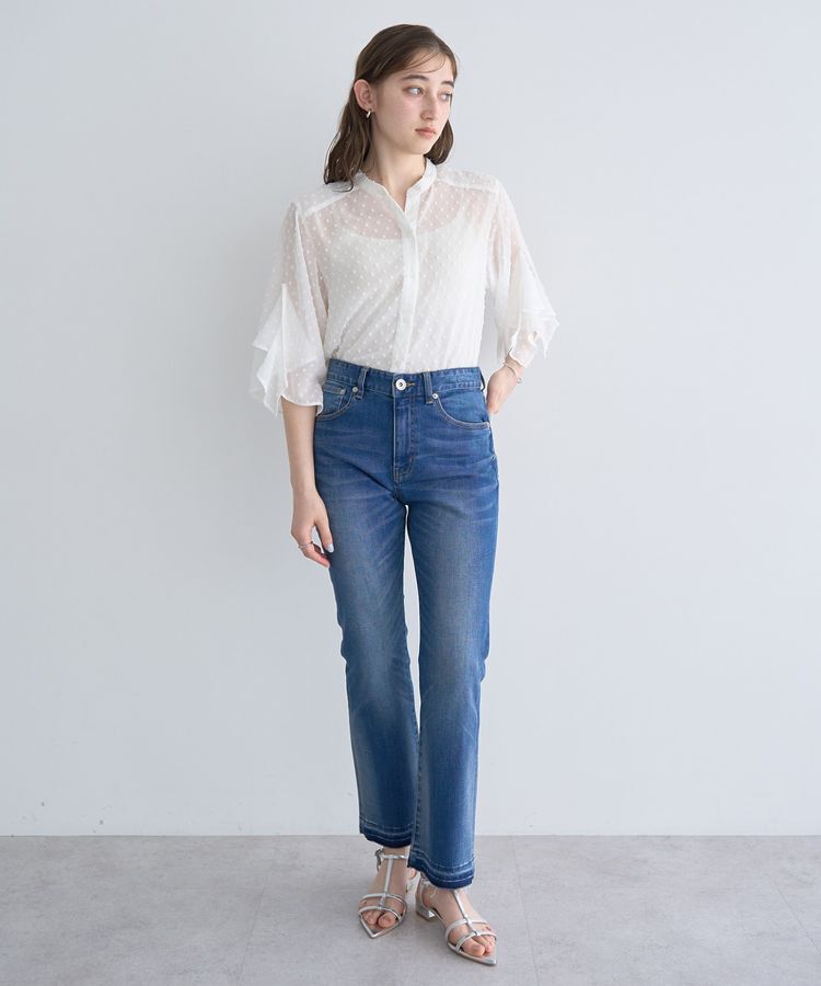 YECCA VECCA「カットオフスリムストレートデニムパンツ」|デニム|