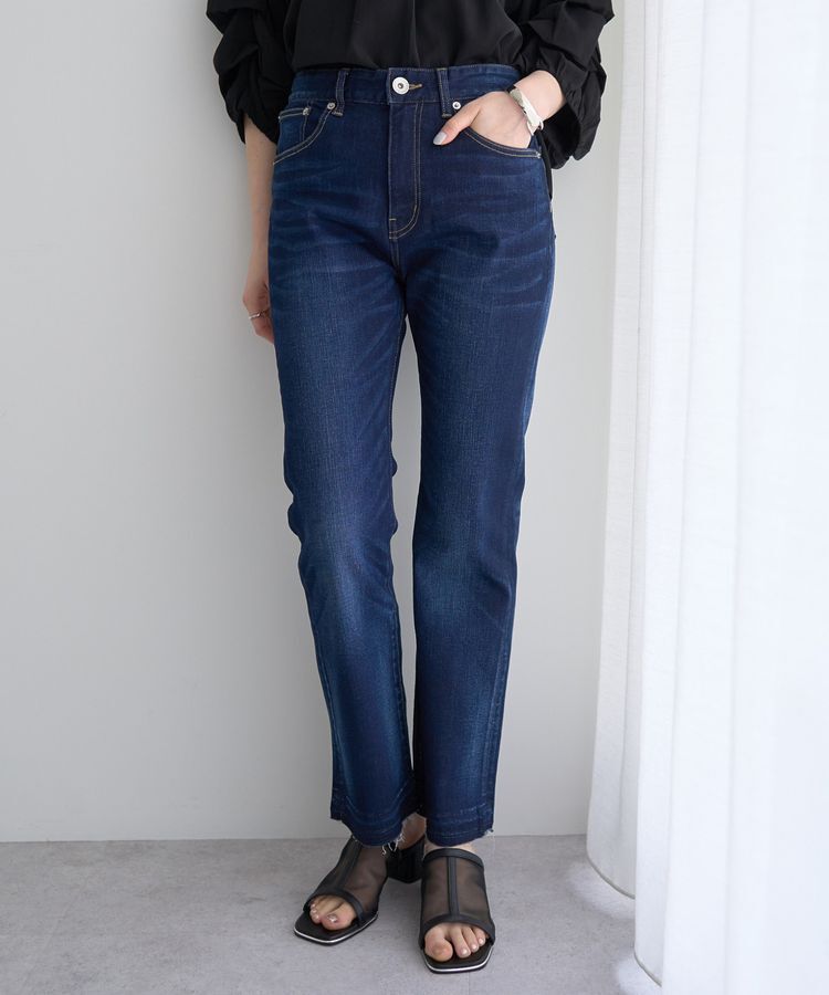 YECCA VECCA「カットオフスリムストレートデニムパンツ」|デニム|Dark Indigo