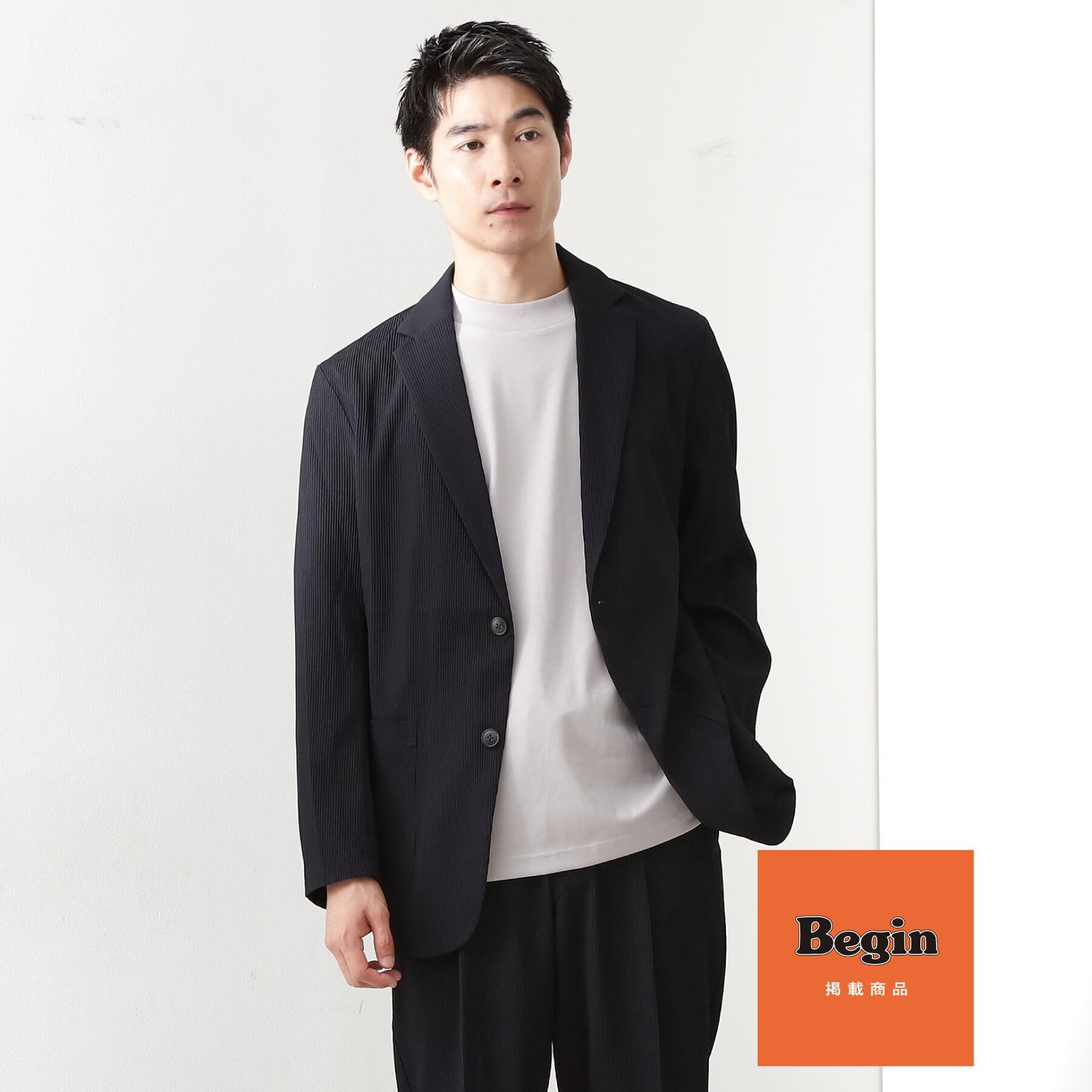 THE SHOP TK「【Begin/ビギン10月号掲載】楊柳スマートジャケット　軽量/洗濯機OK/セットアップ可」|テーラードジャケット|ネイビー(094)