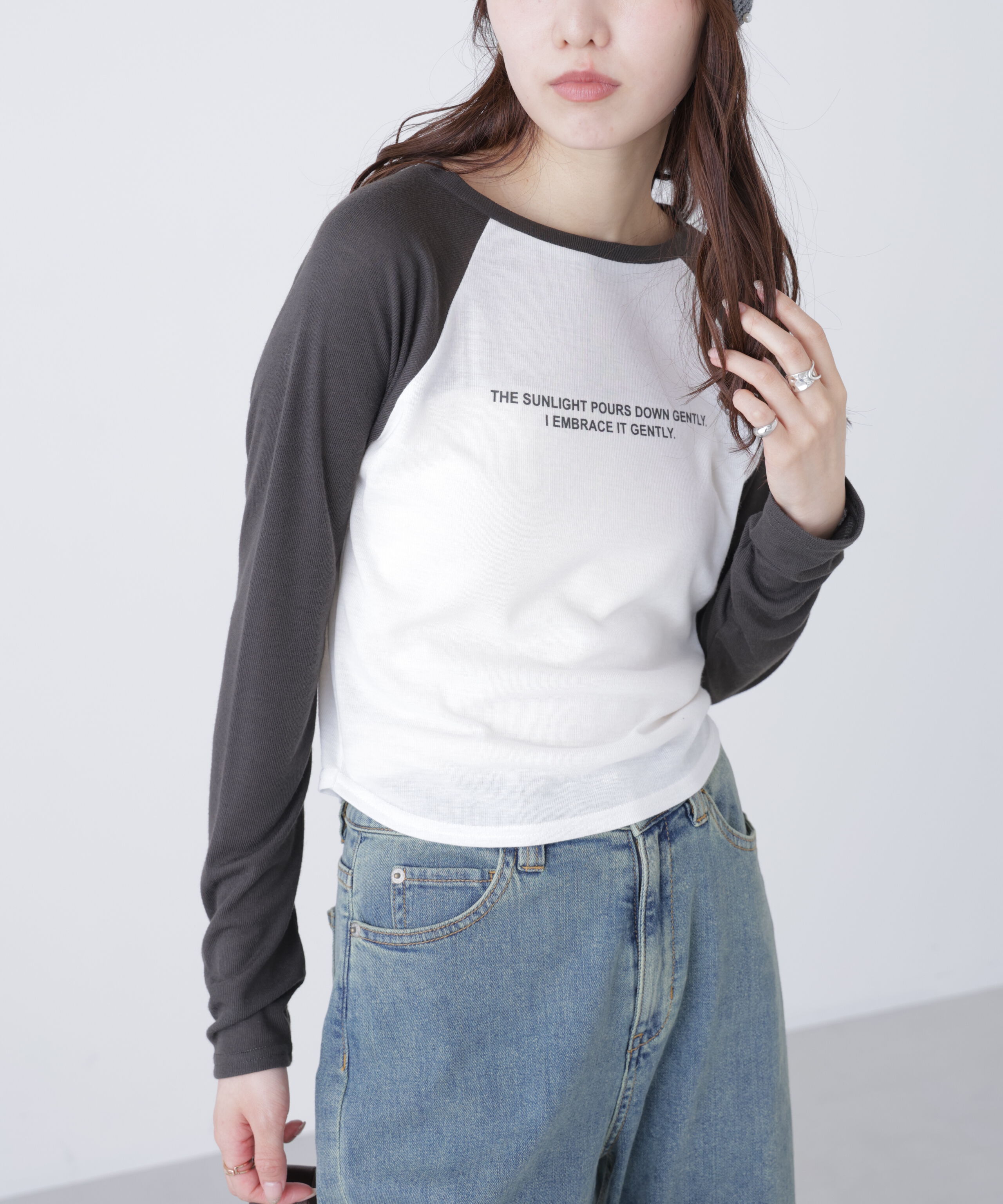  「シアー天竺ラグラン長袖カットソー」|Tシャツ・カットソー|