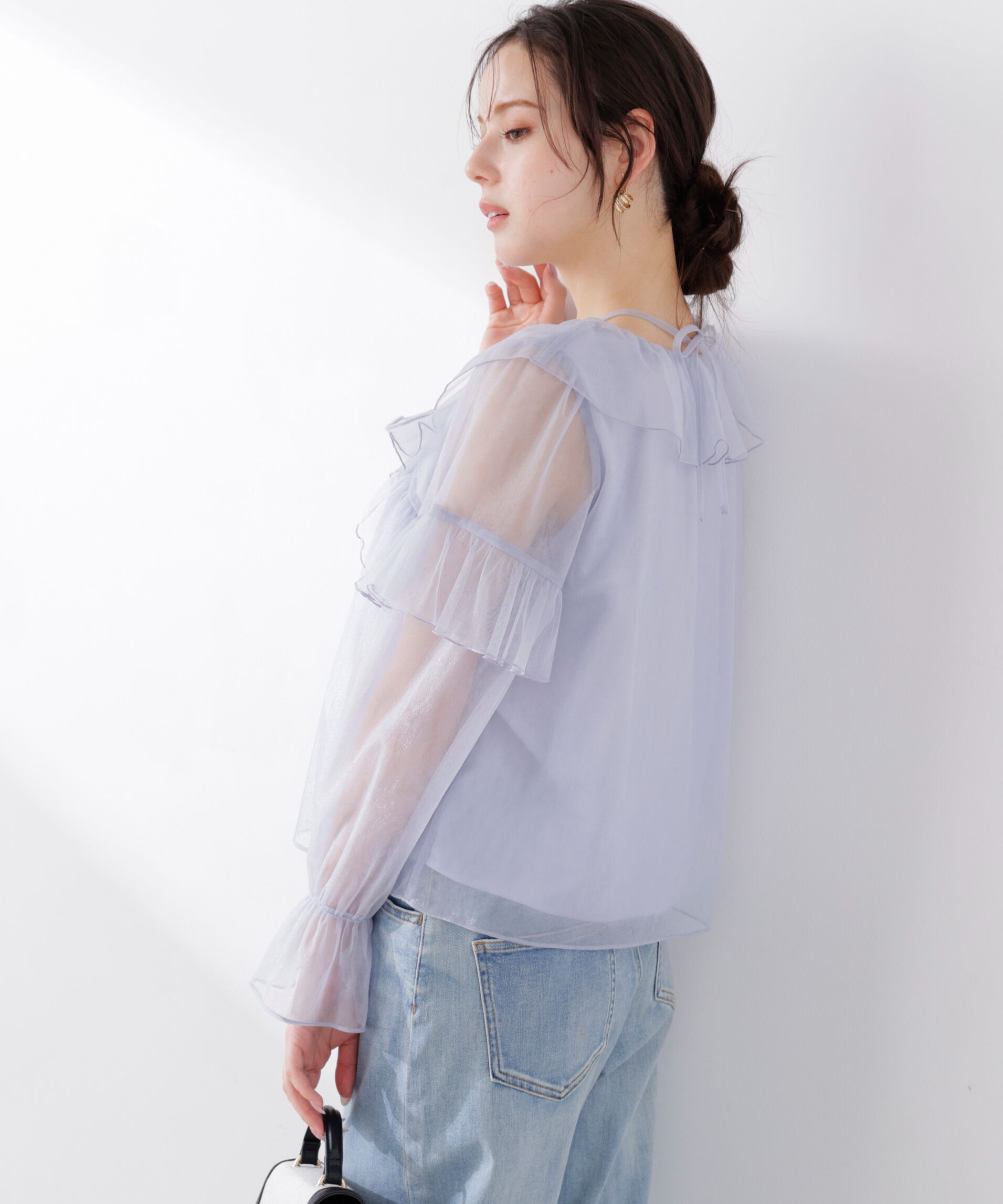 PROPORTION BODY DRESSING「チュールラッフルブラウス　26SS」|シャツ・ブラウス|