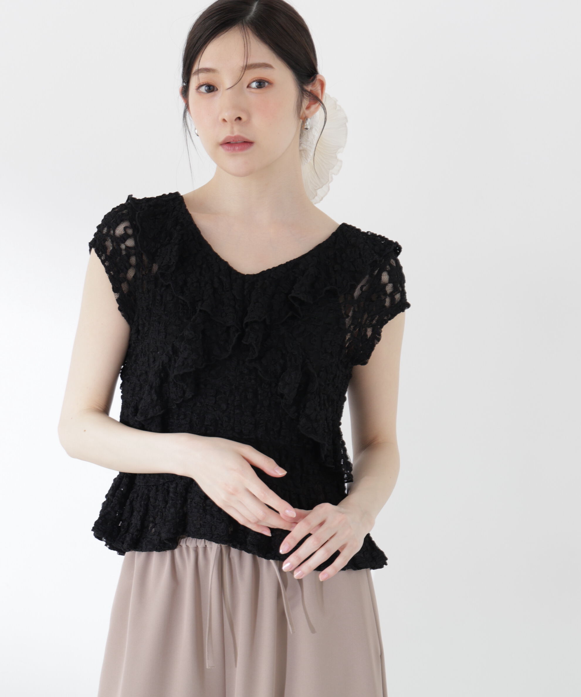 PROPORTION BODY DRESSING「ラッフルカットレーストップス」|Tシャツ・カットソー|