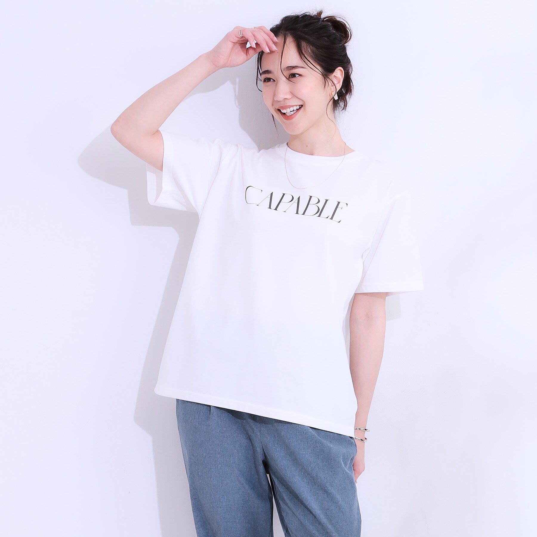 SHOO･LA･RUE「【S-LL/ひんやり/UV】汗をかいても気になりにくい グラフィックTシャツ」|Tシャツ・カットソー|