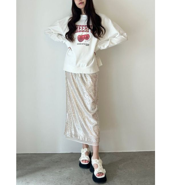 CALNAMUR「クラッシュチェリープリントビッグスウェット」|Tシャツ・カットソー|