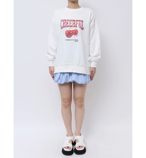 CALNAMUR「クラッシュチェリープリントビッグスウェット」|Tシャツ・カットソー|