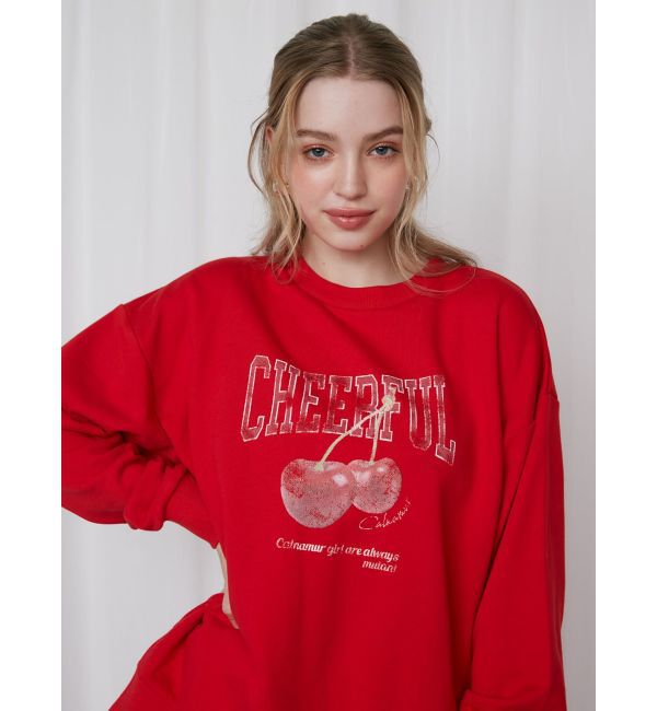 CALNAMUR「クラッシュチェリープリントビッグスウェット」|Tシャツ・カットソー|