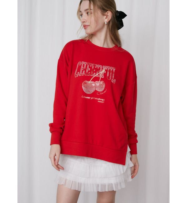 CALNAMUR「クラッシュチェリープリントビッグスウェット」|Tシャツ・カットソー|
