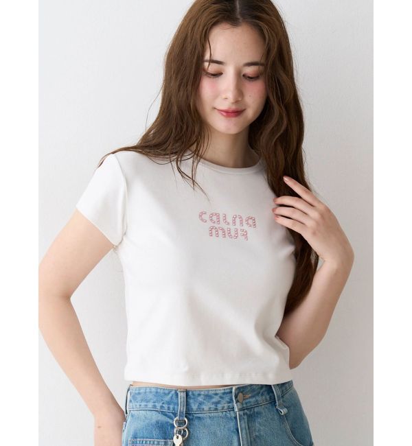 CALNAMUR「ビジューロゴコンパクトTシャツ」|Tシャツ・カットソー|