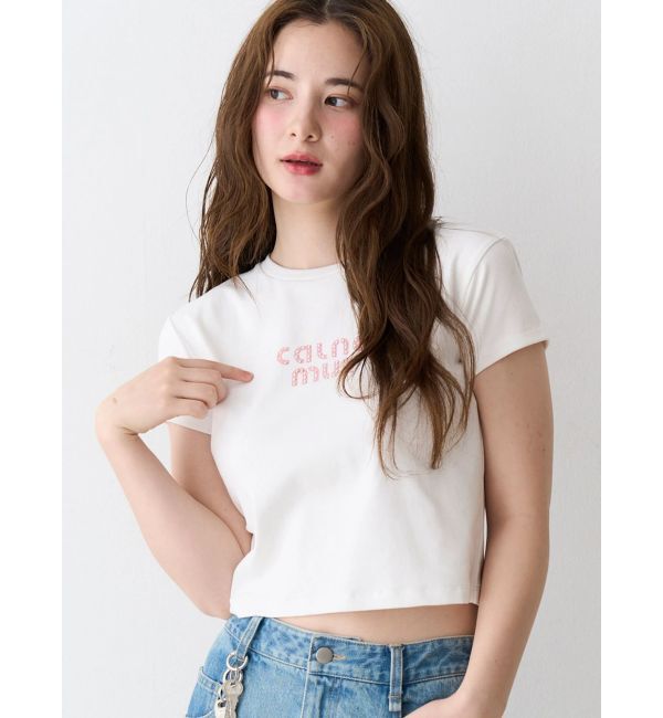 CALNAMUR「ビジューロゴコンパクトTシャツ」|Tシャツ・カットソー|