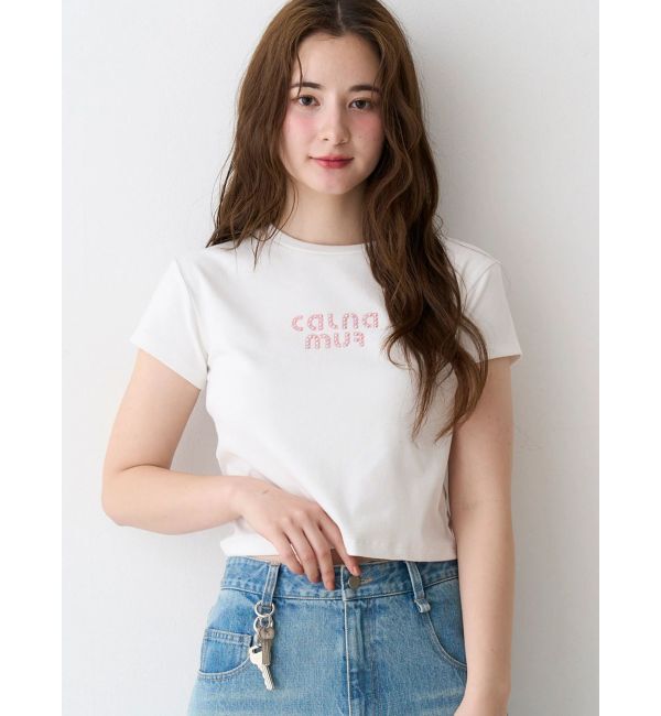 CALNAMUR「ビジューロゴコンパクトTシャツ」|Tシャツ・カットソー|