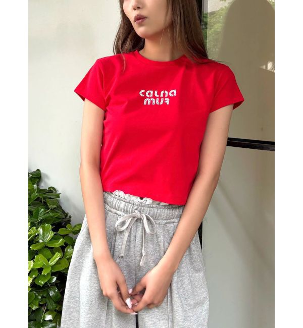 CALNAMUR「ビジューロゴコンパクトTシャツ」|Tシャツ・カットソー|