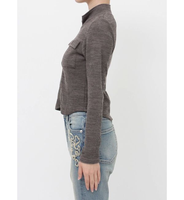 EVRIS「ワンポイントフロントジップポケットリブトップス」|Tシャツ・カットソー|