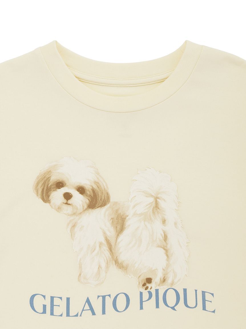 GELATO PIQUE KIDS & BABY「【JUNIOR】【接触冷感】【UVカット】お散歩ドッグワンポイントTシャツ&ショートパンツセット」|ルームウェア|