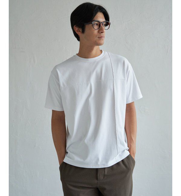 ikka「【接触冷感】ステッチ刺繍Tシャツ」|Tシャツ・カットソー|