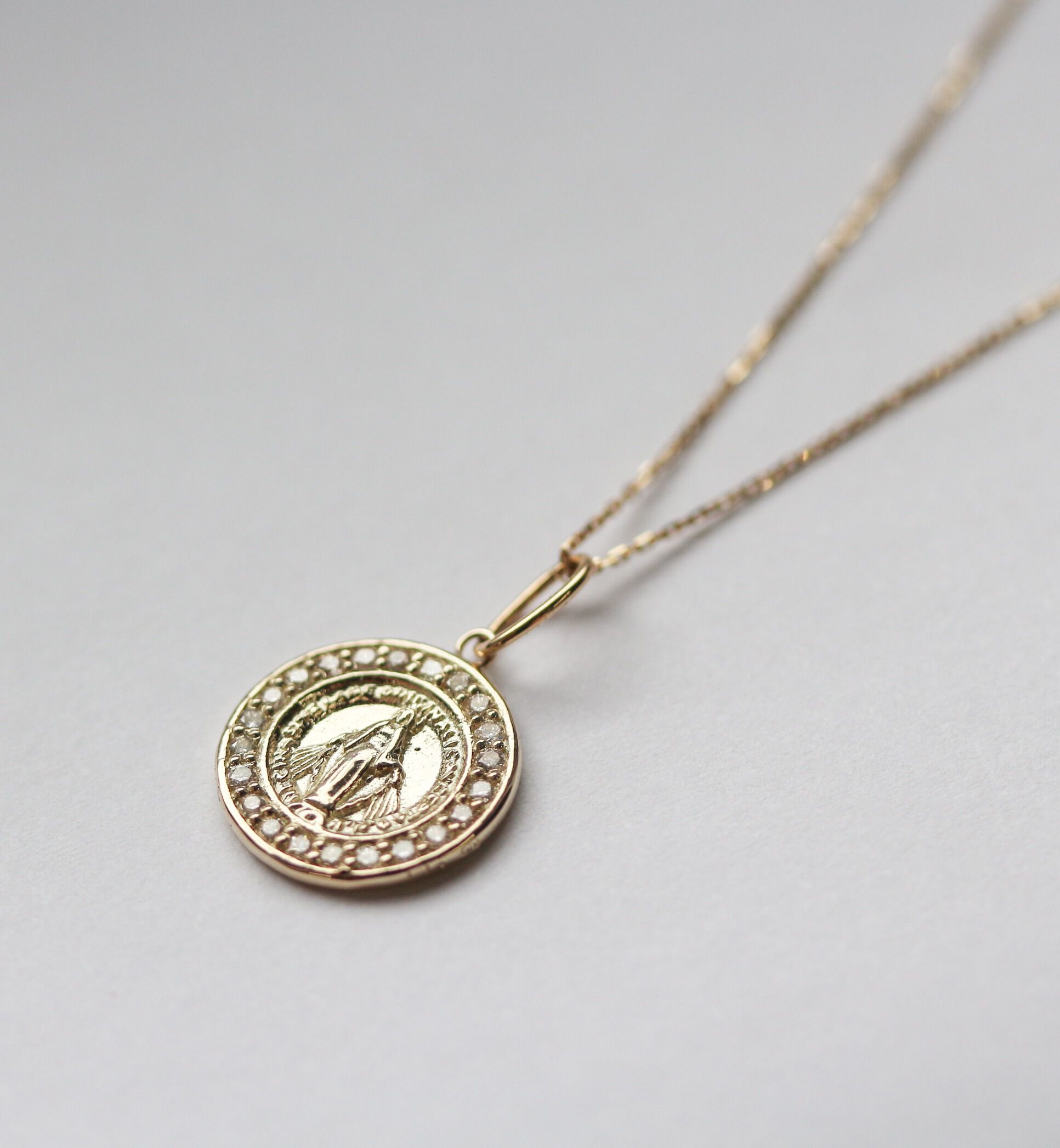  「ダイヤモンド 0.11ct コイン ネックレス | K10YG」|ネックレス|