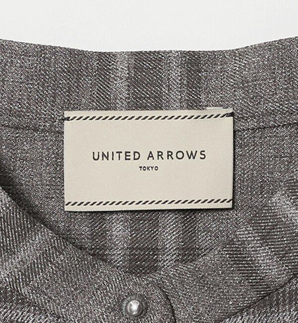 UNITED ARROWS「チェック バンドカラー フレンチスリーブ シャツ ‐ウォッシャブル‐」|シャツ・ブラウス|