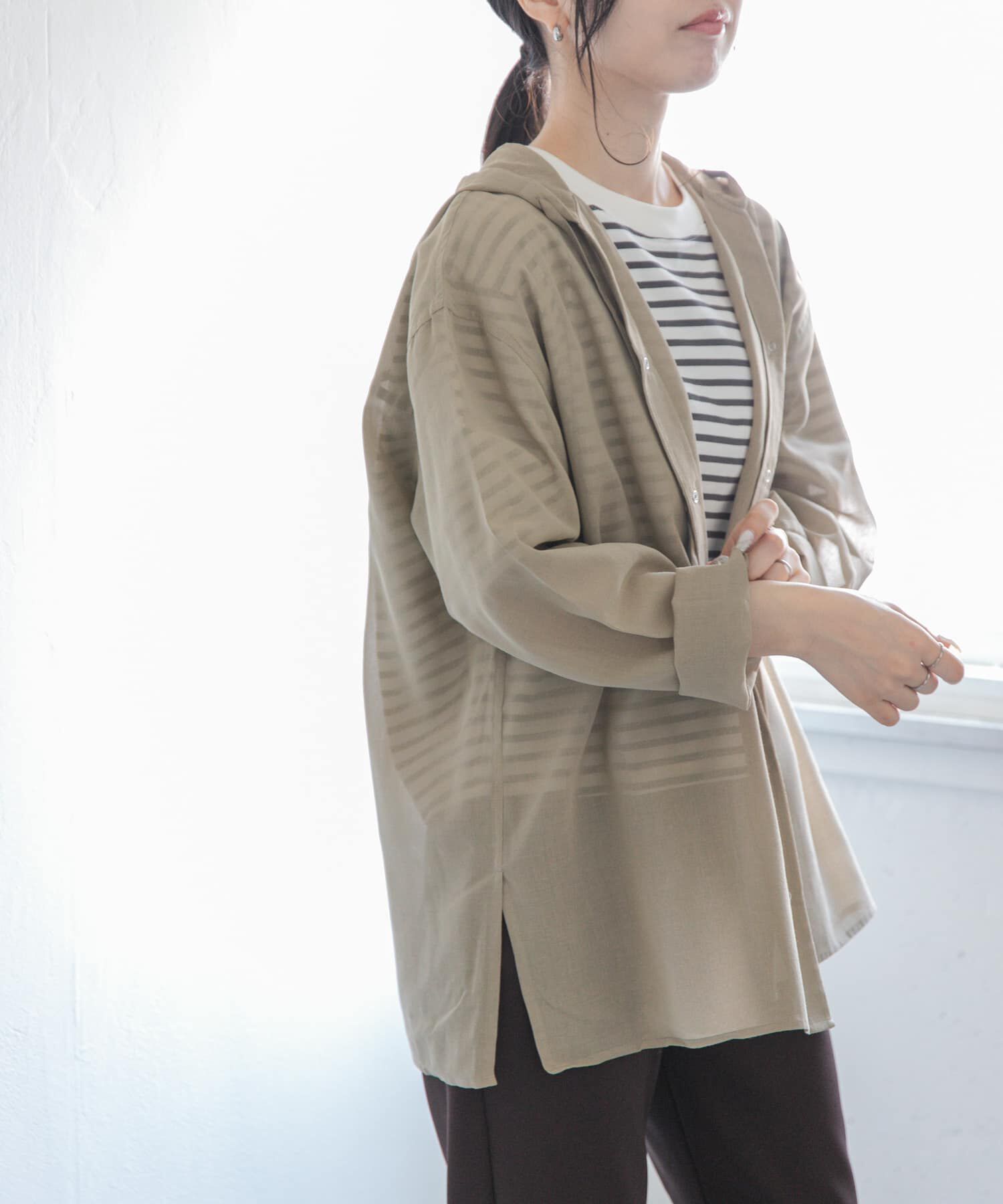 URBAN RESEARCH DOORS「FORK&SPOON　シアーフーディーシャツ」|シャツ・ブラウス|