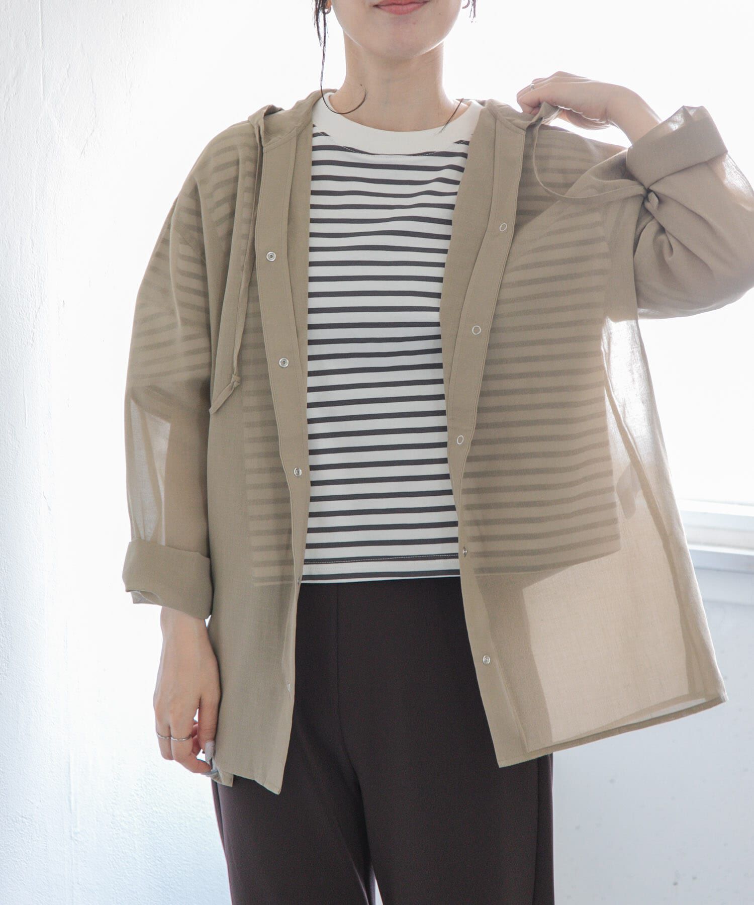 URBAN RESEARCH DOORS「FORK&SPOON　シアーフーディーシャツ」|シャツ・ブラウス|