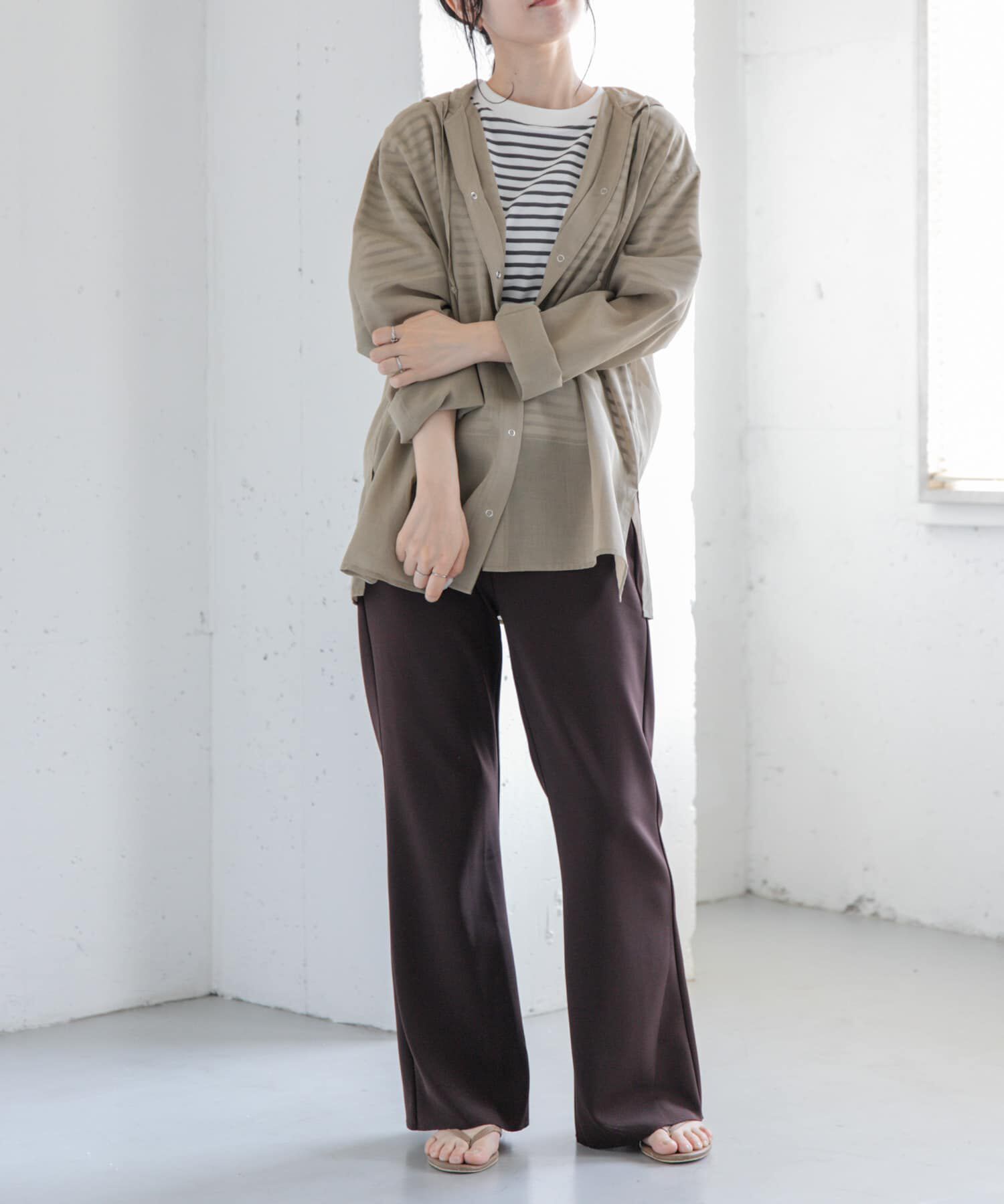 URBAN RESEARCH DOORS「FORK&SPOON　シアーフーディーシャツ」|シャツ・ブラウス|