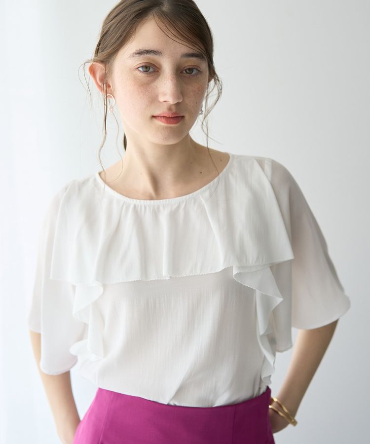 YECCA VECCA「ラッフルシアーブラウス」|シャツ・ブラウス|Off White