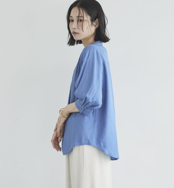 Doux archives「ウォッシャブルリネンライクⅤ開きタックブラウス」|シャツ・ブラウス|