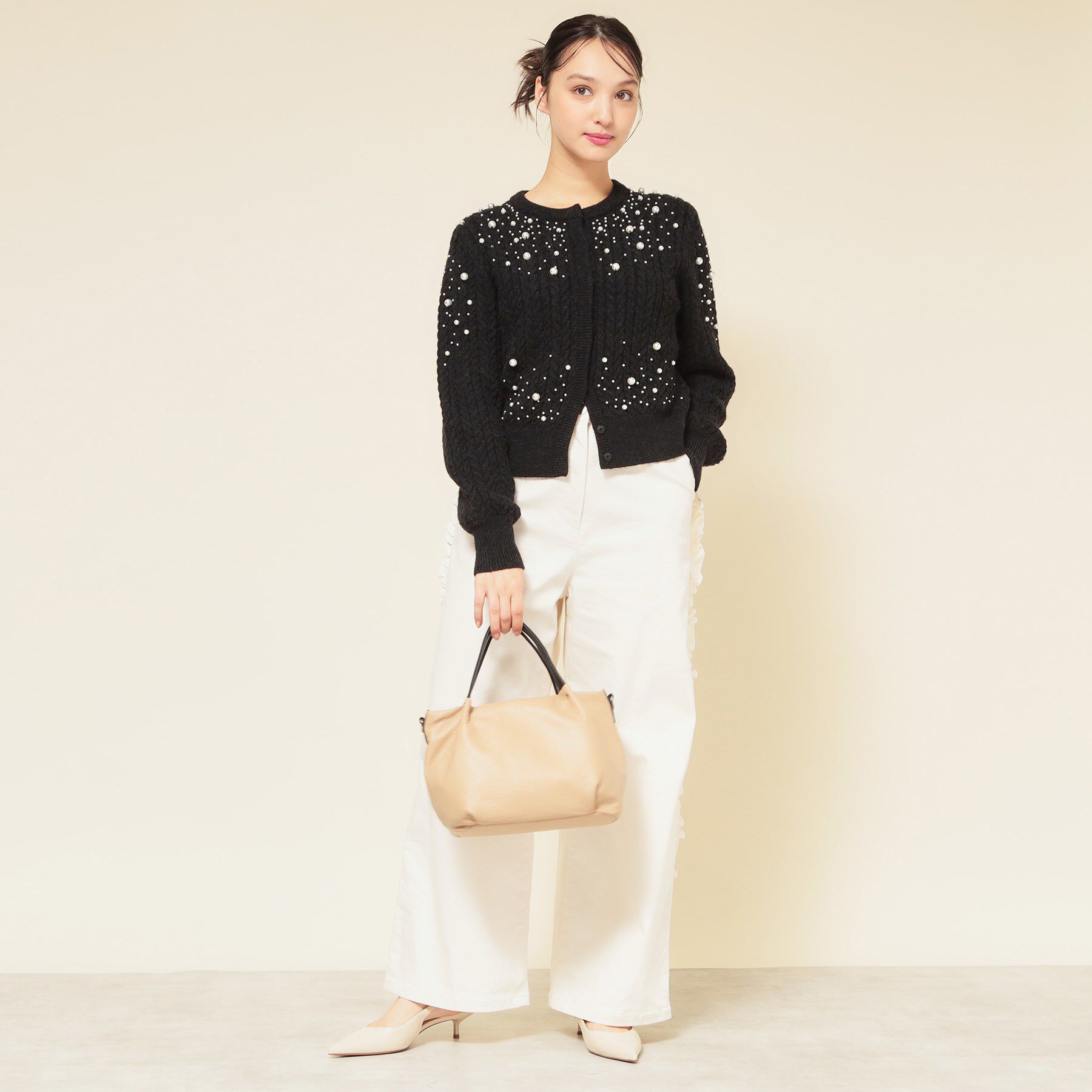 SunaUna「【COLLECTION LINE】パール調カーデ」|カーディガン|