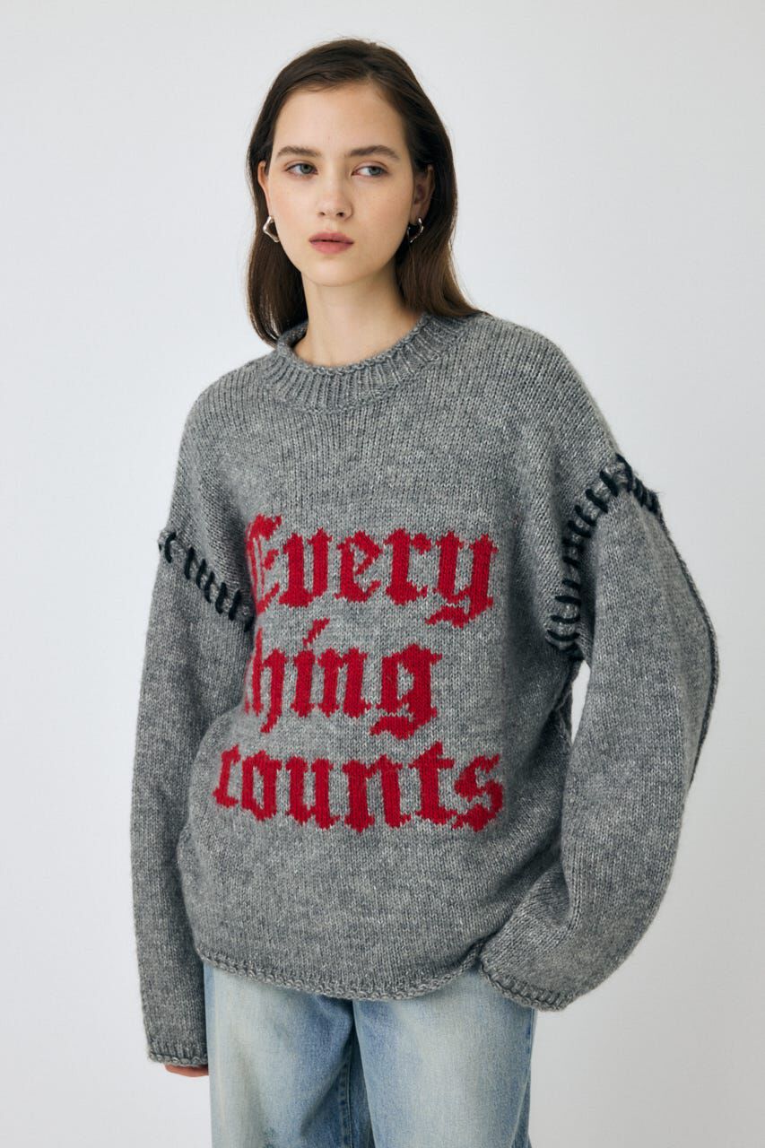 MOUSSY「KNITTED WORDS セーター」|ニット・セーター|T.GRY