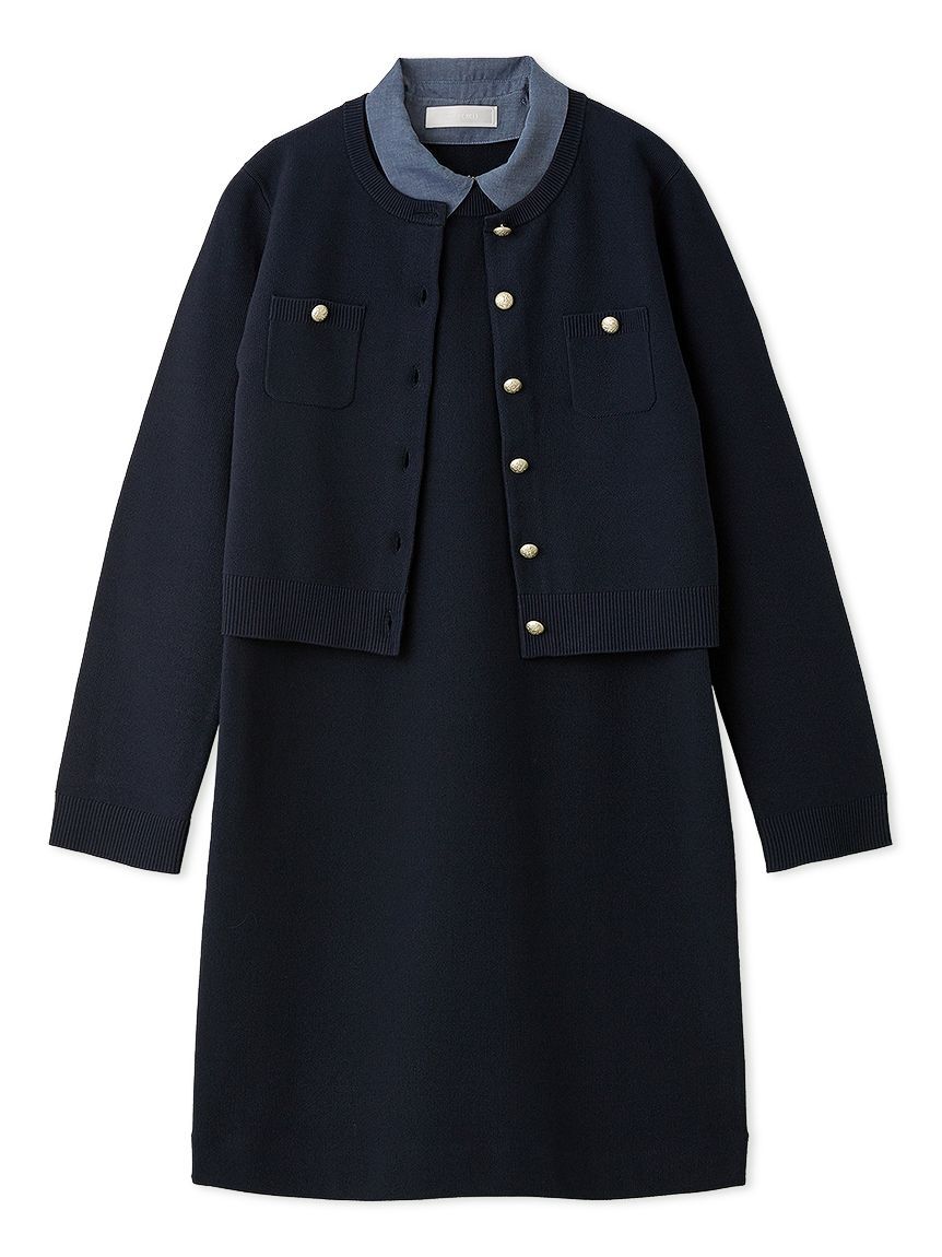 CELFORD「【セットアイテム】襟付きニットワンピースセット」|ワンピース|NVY