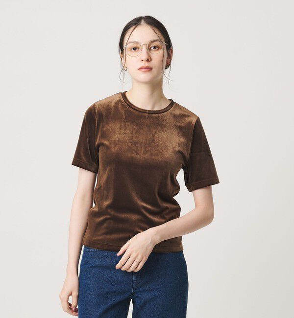 BEAUTY&YOUTH UNITED ARROWS「ベロア コンパクト ショートスリーブTシャツ」|Tシャツ・カットソー|DK.BROWN